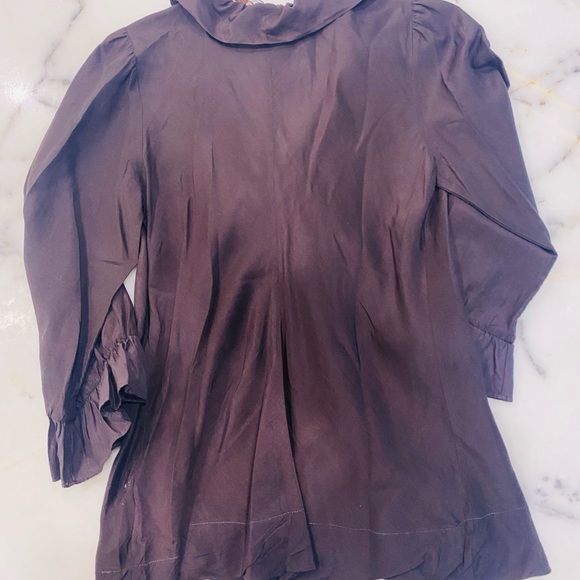 Common Thread Women’s brown silk blend blouse with tie - Picture 4 of 7